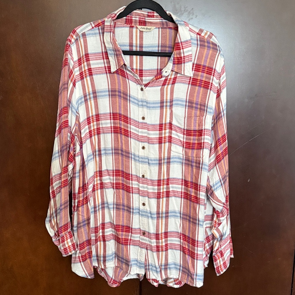 Lucky Brand Plaid Flannel Button Down Shirt 3X